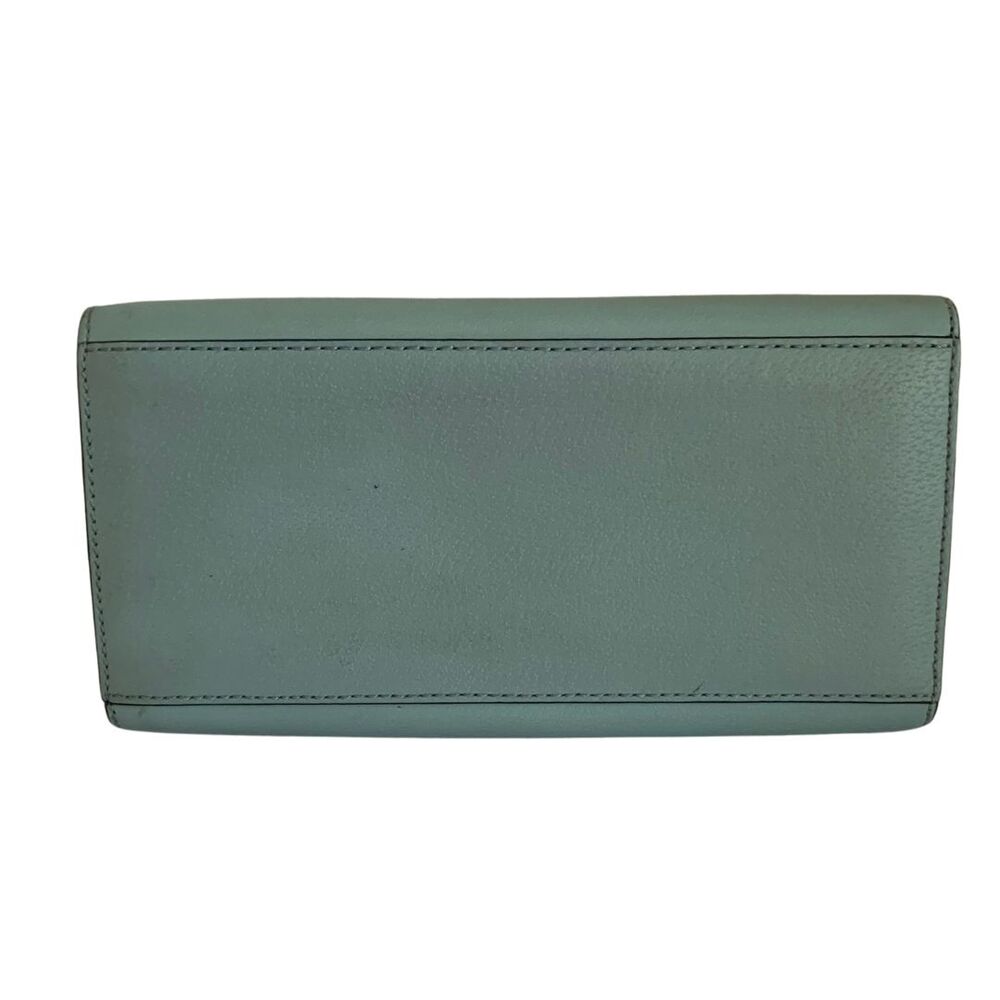 Kate Spade Medium Satchel Crossbody Bag Muted Teal Leather Preowned - Picture 6 of 11